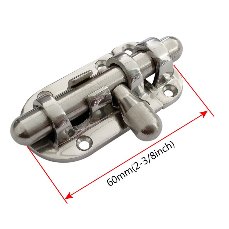 NRC&XRC Marine 316 SS Heavy Duty 2-3/8"(60MM) Locker Latch Slide Barrel Bolt for Marine Boat Window/Door/Hatch - Image 2